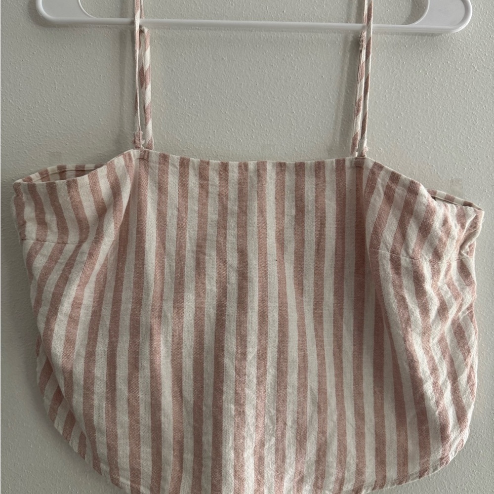 a new day Pink and White Striped Tank Top